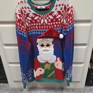 Festive Santa Sweater in Red and Blue